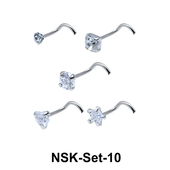 5 Silver Nose Stud Sets NSK-SET-10